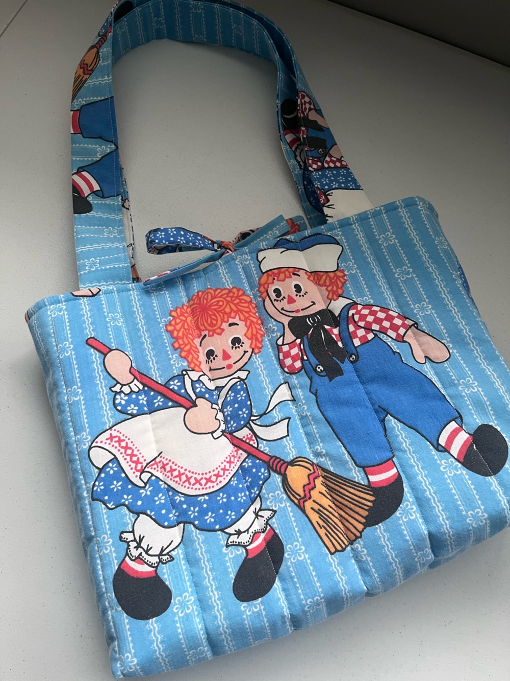 Upcycled Vintage Raggedy Ann & Andy Tote Bag One Of A Kind Grandmacore Bag